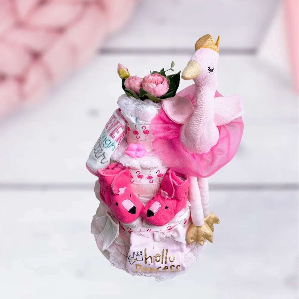 Flamingo Diaper Cake, Pink Flamingo Theme